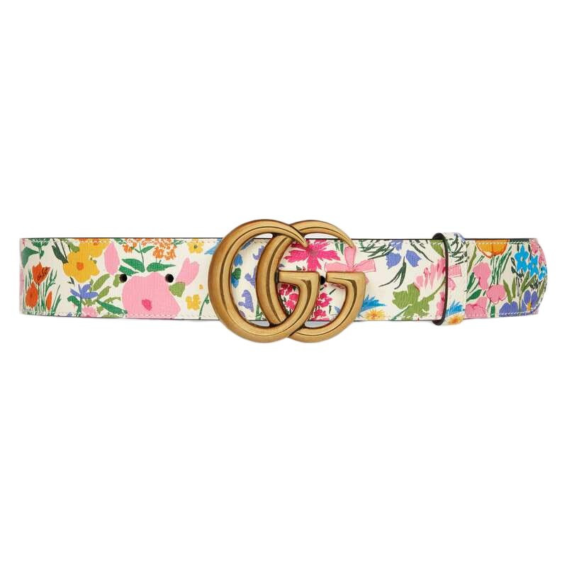 Gucci Ken Scott Print GG Marmont Belt Double G Buckle 4 Cm Width