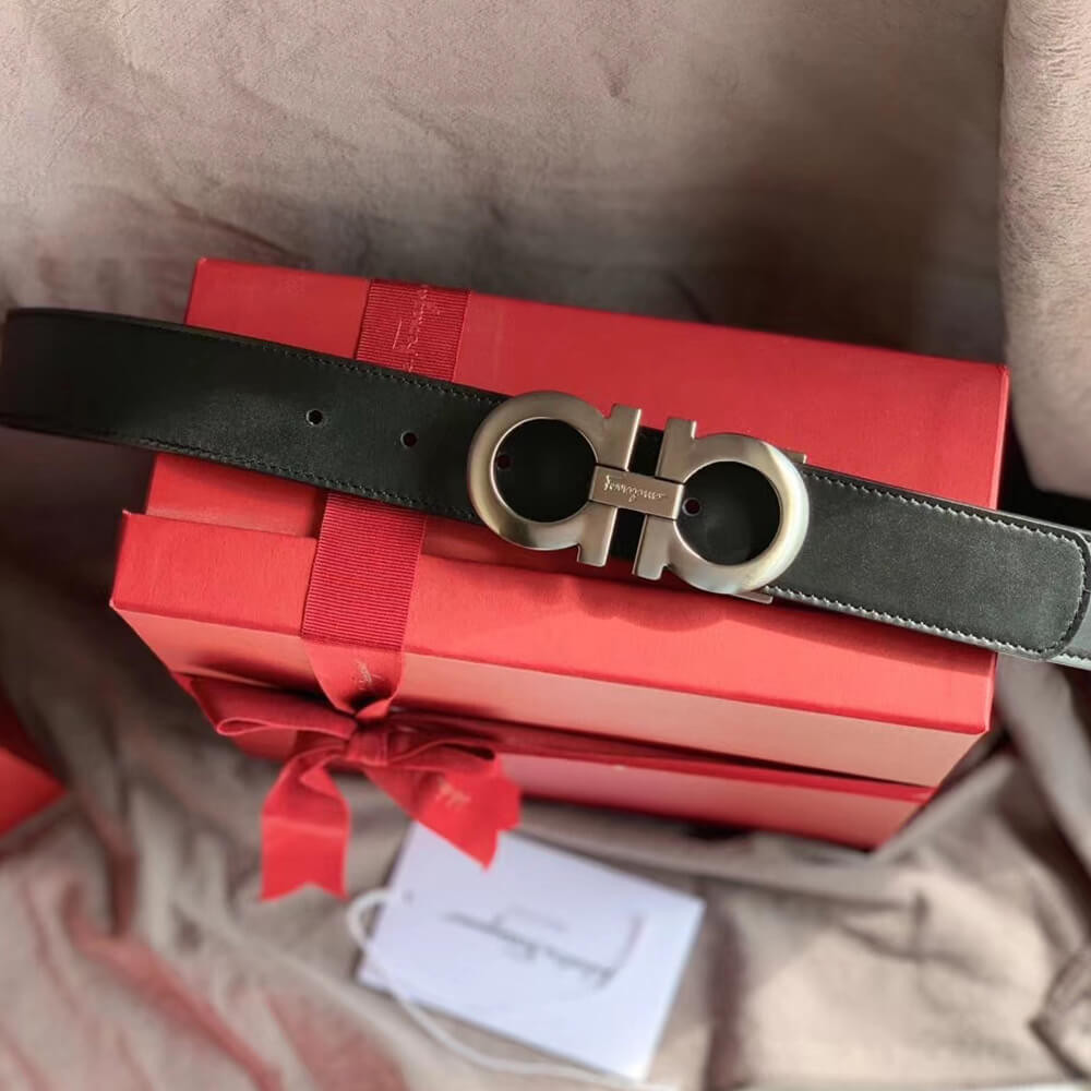 Salvatore Ferragamo Smooth Adjustable and Reversible 35mm Gancini Belt 67A161