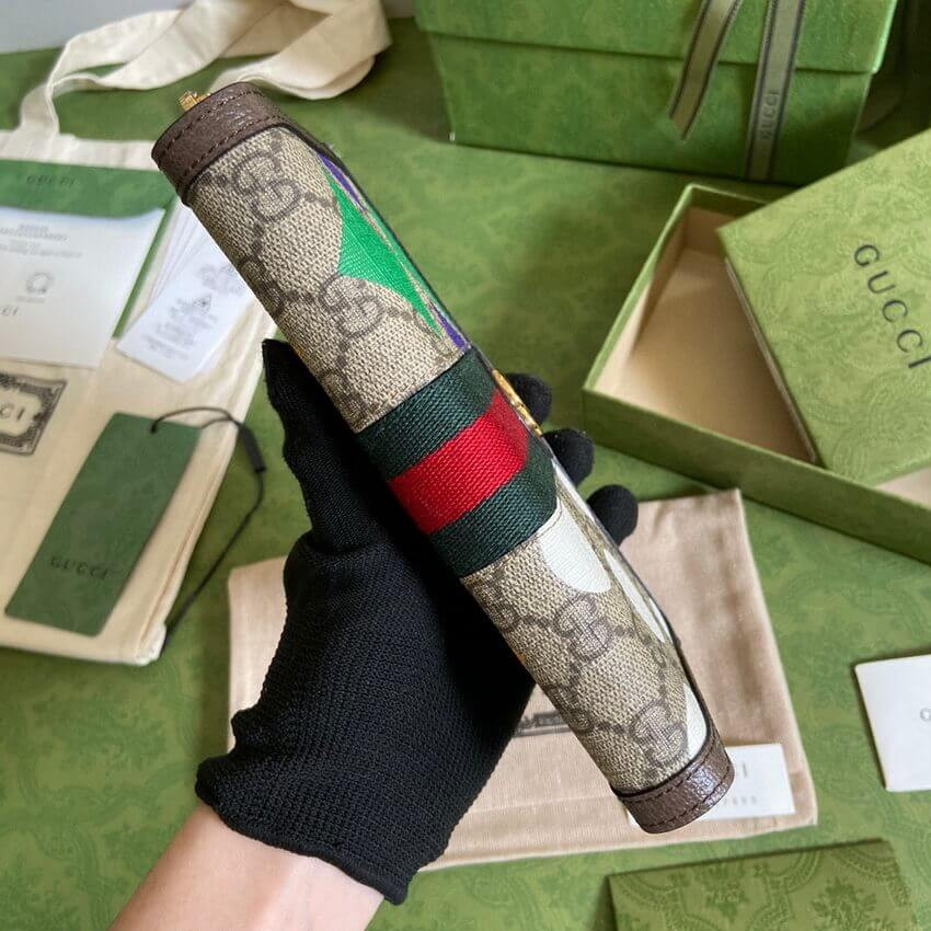 Gucci Geometric Motifs Ophidia Zip Around Wallet 523154