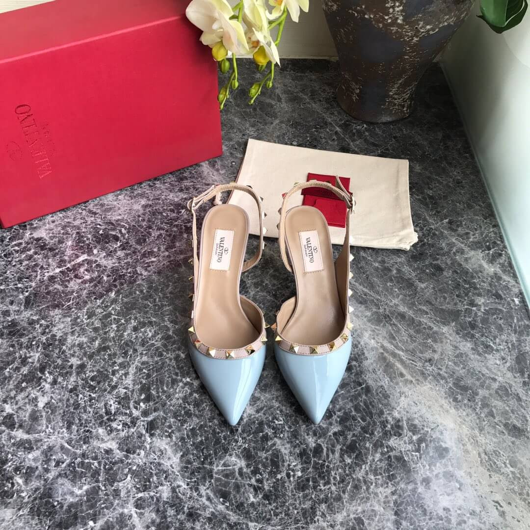 Valentino Garavani Rockstud Patent Leather Slingback Pump 65mm Uw2s0h14