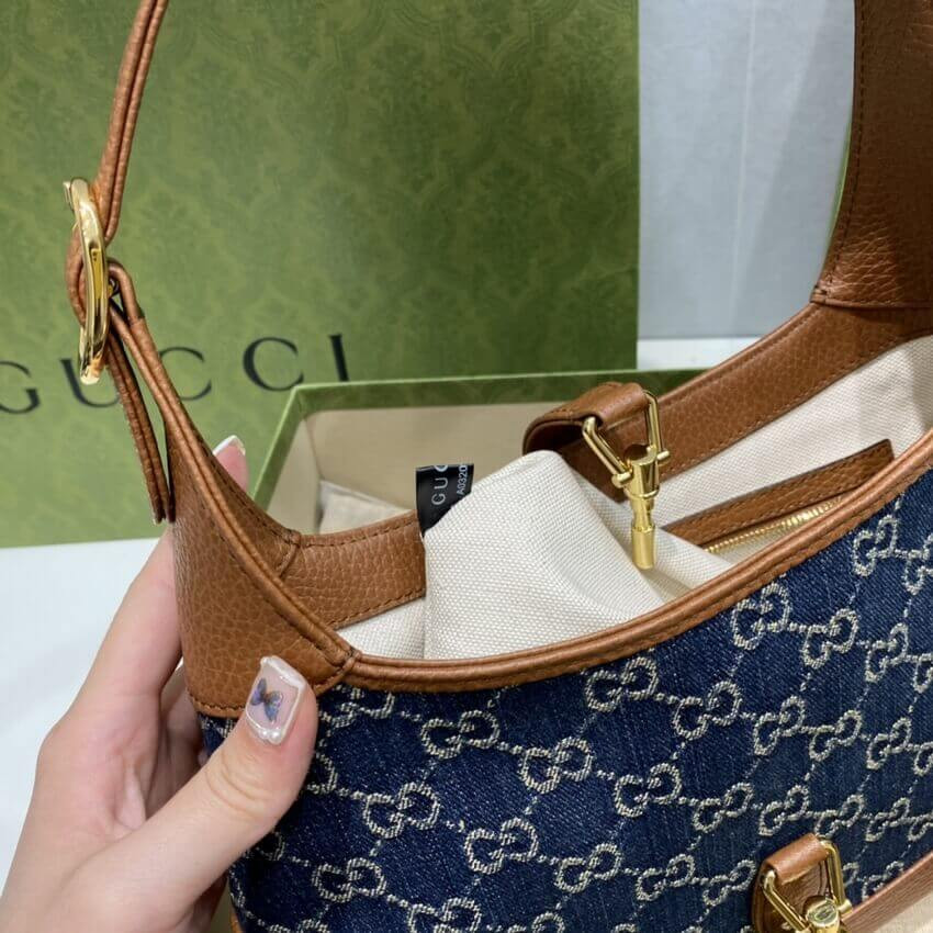 Gucci Denim Jackie 1961 Small Shoulder Bag 636706