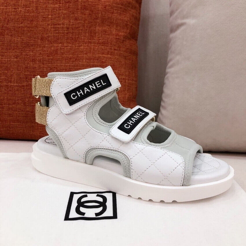 Chanel Goatskin with Fabric Sandals G37231