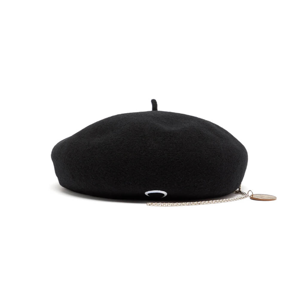Marine Serre Moon Embroidered Merino Wool Beret 1305