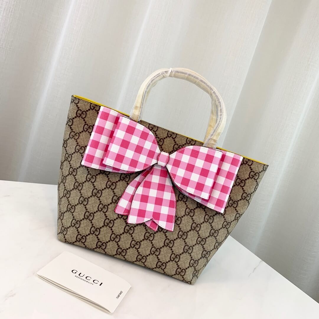 Gucci Childrens GG Supreme Rainbow Bow Tote 501804