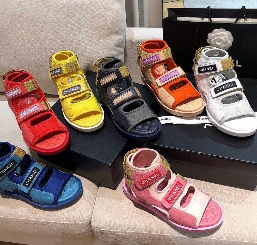 Chanel Goatskin with Fabric Sandals G37231