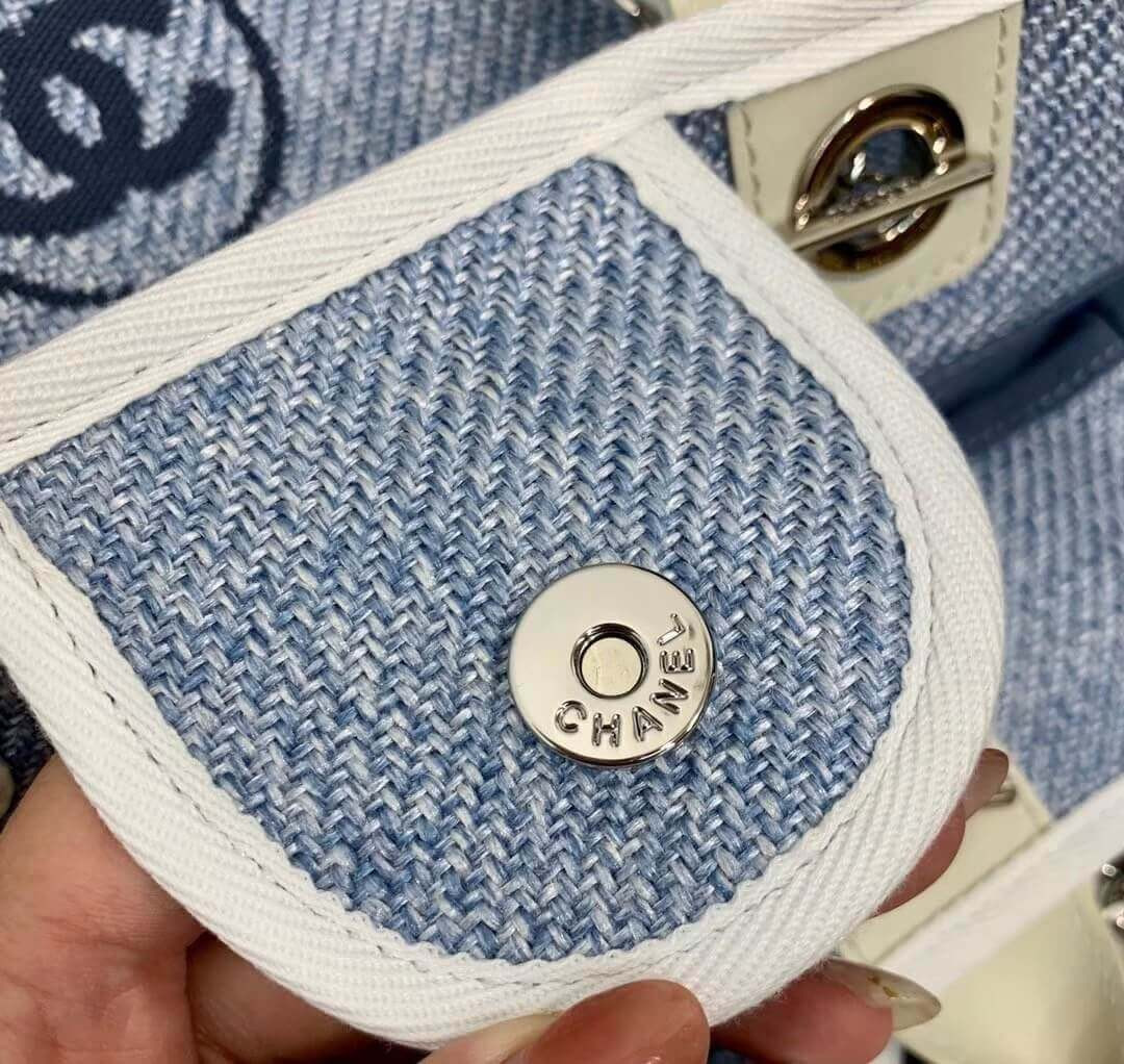 Chanel Deauville Tote 38cm Canvas Bag A66941 Light Blue
