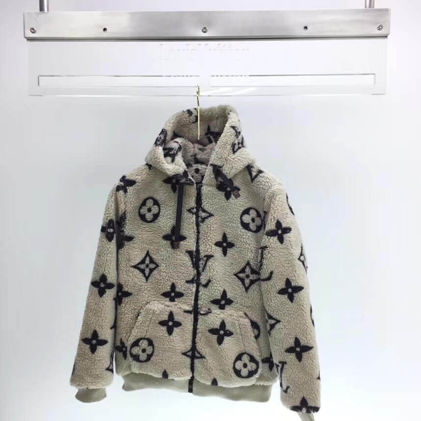 Louis Vuitton 2020FW Monogram Flower Shearling Hoodie