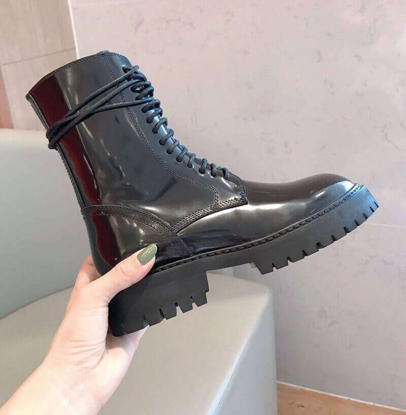 Ann Demeulemeester Patent Lace-Up Ankle Boots A144