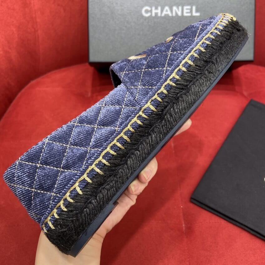 Chanel CC Logo Velvet Espadrilles G32910
