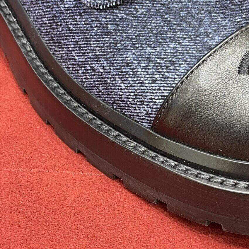 Chanel Blue Denim Quilted Lace Up Boots G36424