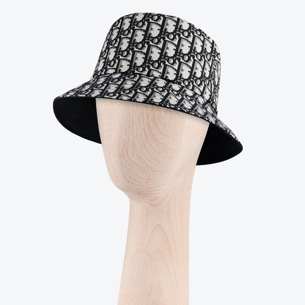 Dior Teddy D CD Oblique Black Small-Brim Bucket Hat 95923