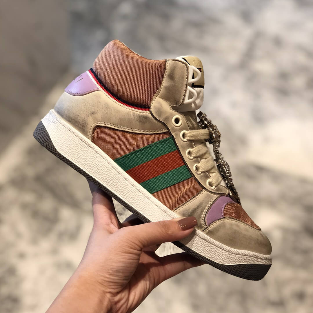 Gucci Screener High-Top Sneaker With Crystals 563730