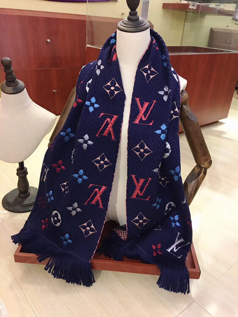 Louis Vuitton Logomania Rainbow Scarf M70899 Navy Blue