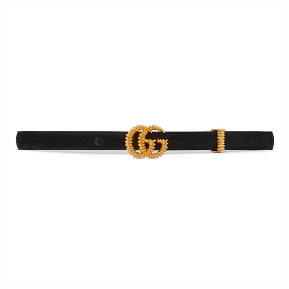 Gucci Suede Belt With Torchon Double G Buckle 602071