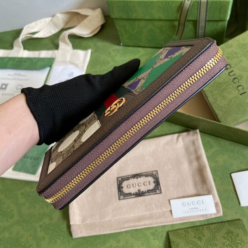 Gucci Geometric Motifs Ophidia Zip Around Wallet 523154
