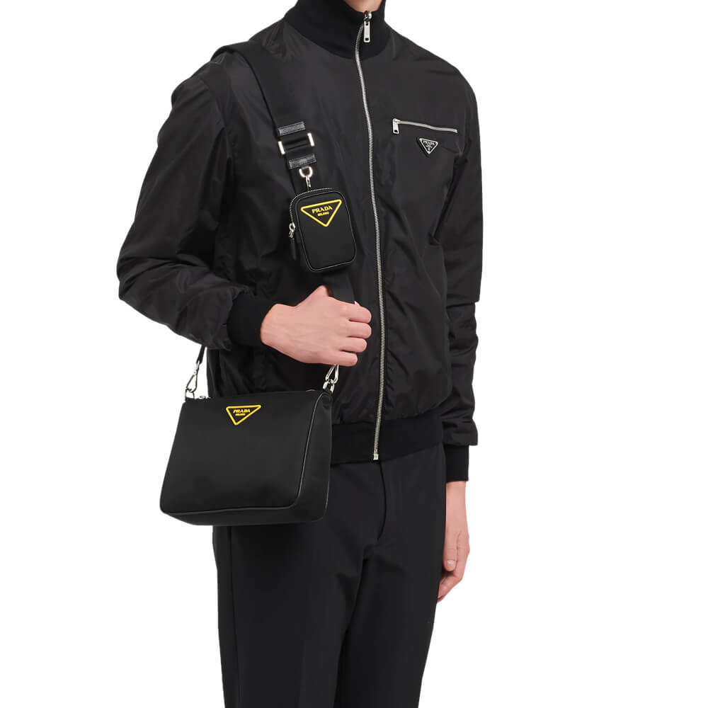 Prada Nylon Cross-Body Bag 2VH113 Yellow Logo