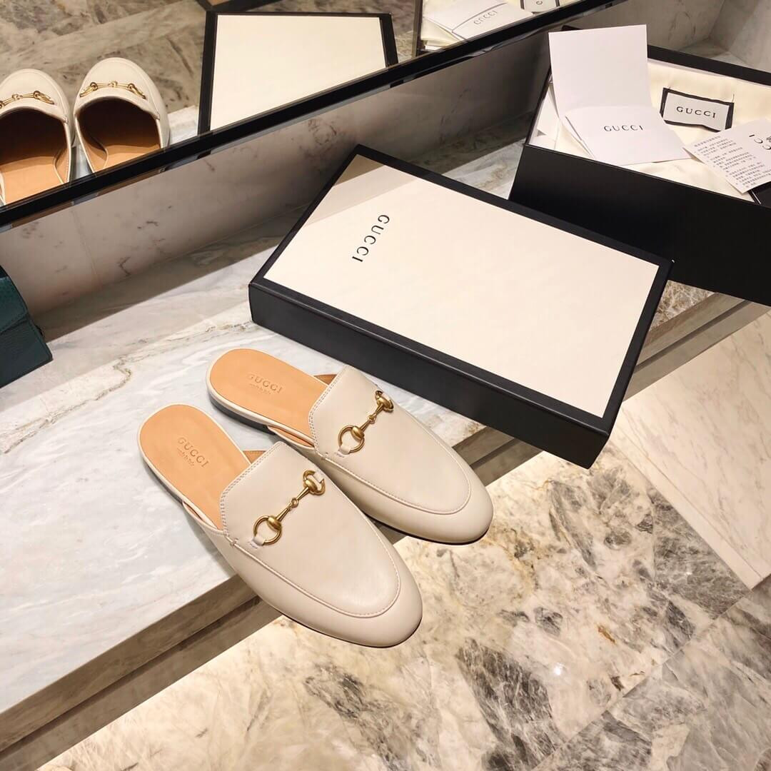 Gucci Princetown Leather Slipper 423513 White