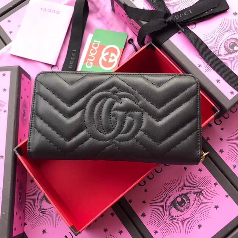 Gucci GG Animal Metal Marmont Studs Zip Around Wallet 443123