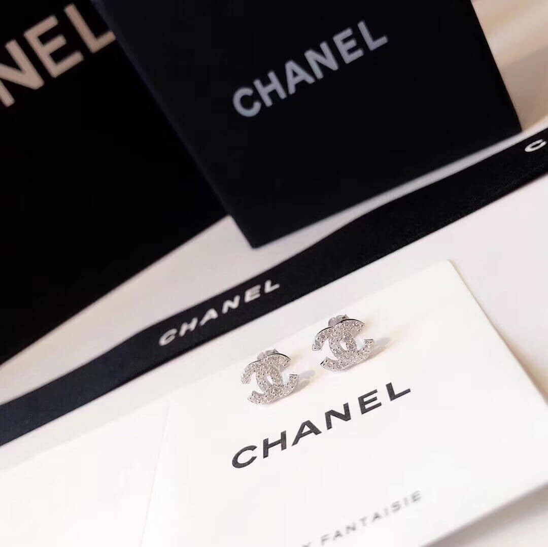 Chanel Crystal CC First Class Stud Earrings 447884
