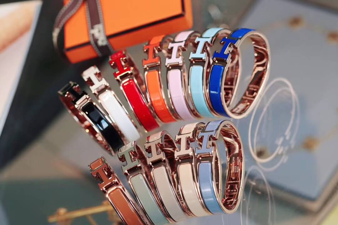 Hermes Narrow Clic Clac H Enamel Bracelet