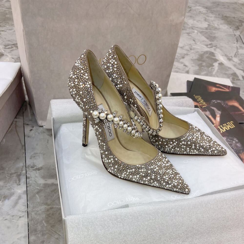 Jimmy Choo Baily 10cm Ballet Pink Suede Mary Jane Pearl Pumps 81115