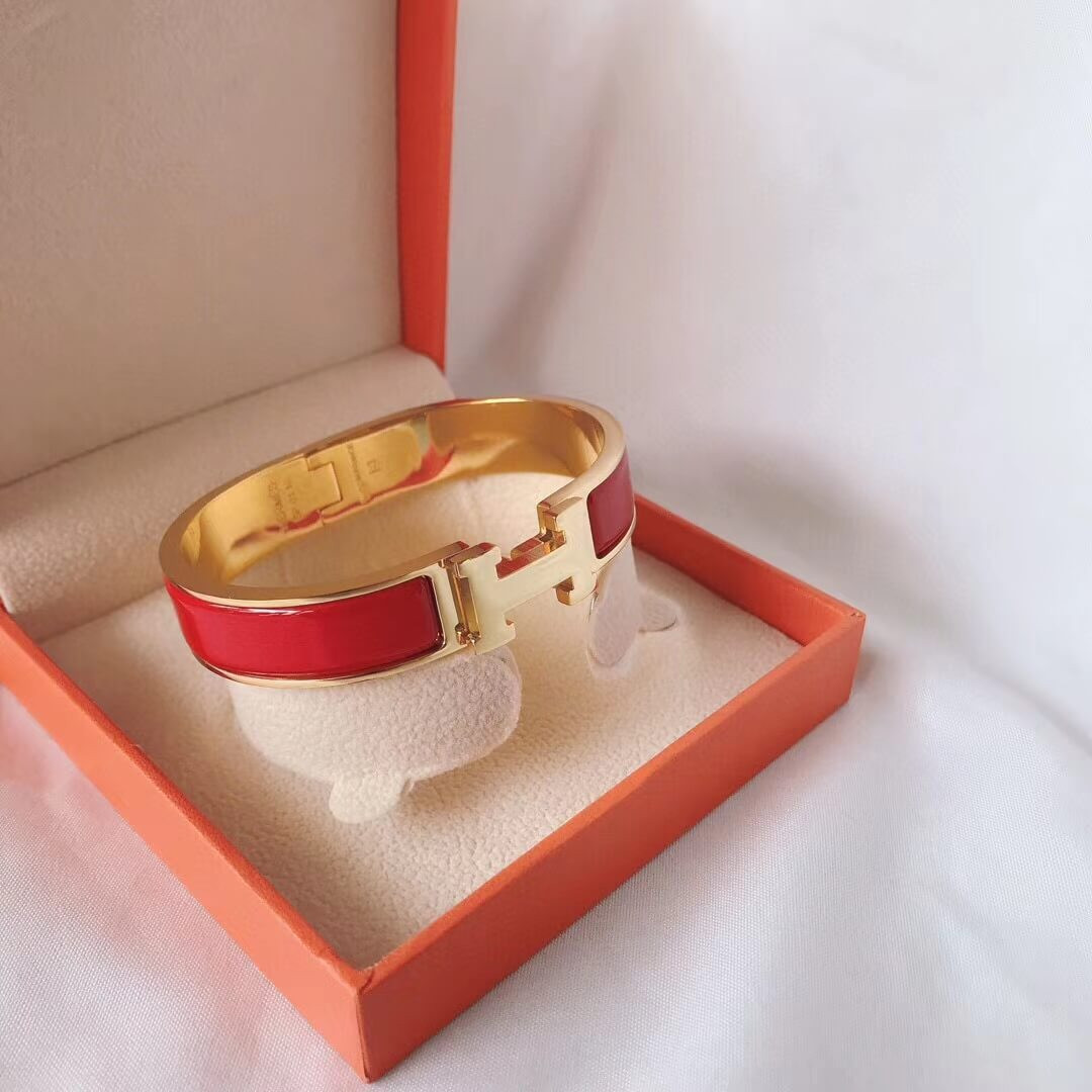 Hermes Narrow Clic H Bracelet In Red