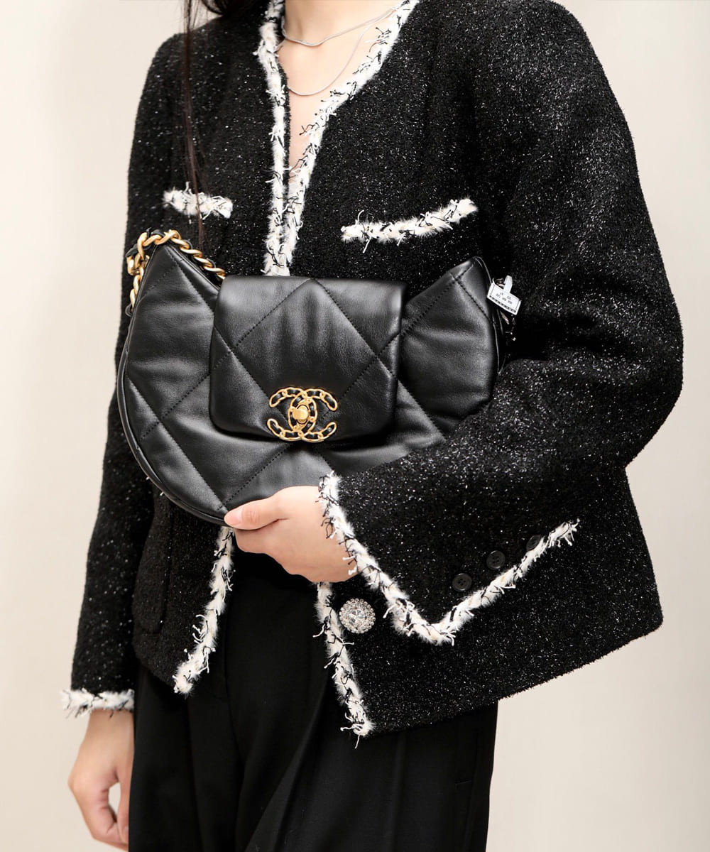 Chanel 19 Hobo Bag Black Quilted Lambskin AS4638