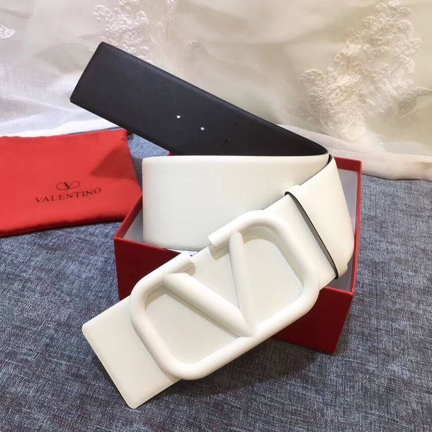 Valentino Reversible Vlogo Belt In Glossy Calfskin 70 mm