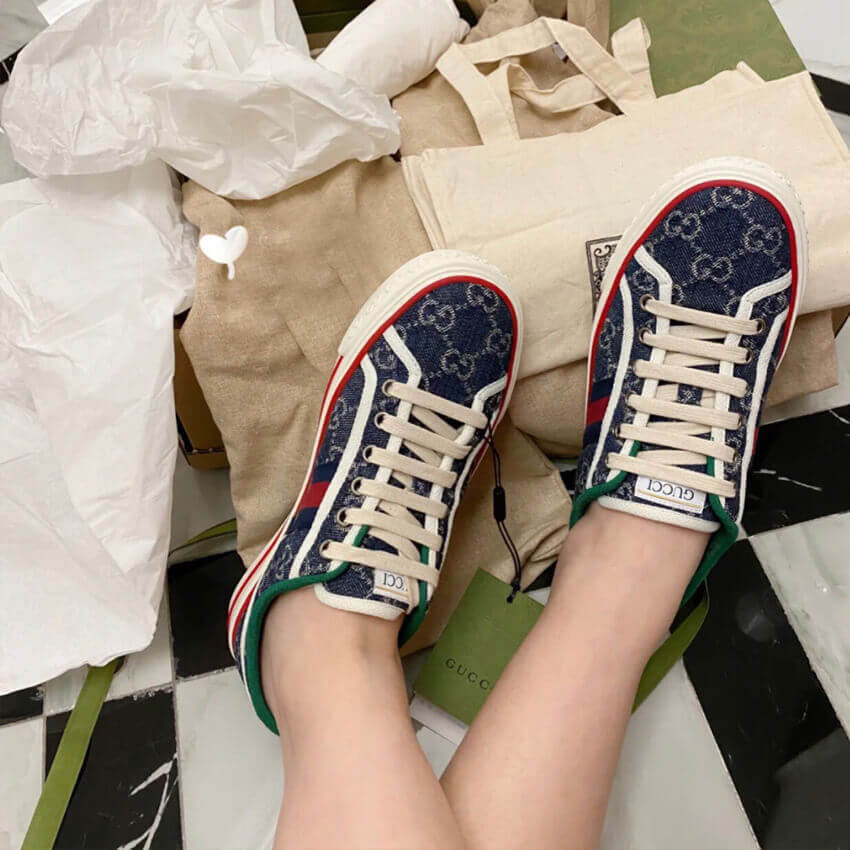 Gucci Tennis 1977 Blue Denim Sneaker 606110
