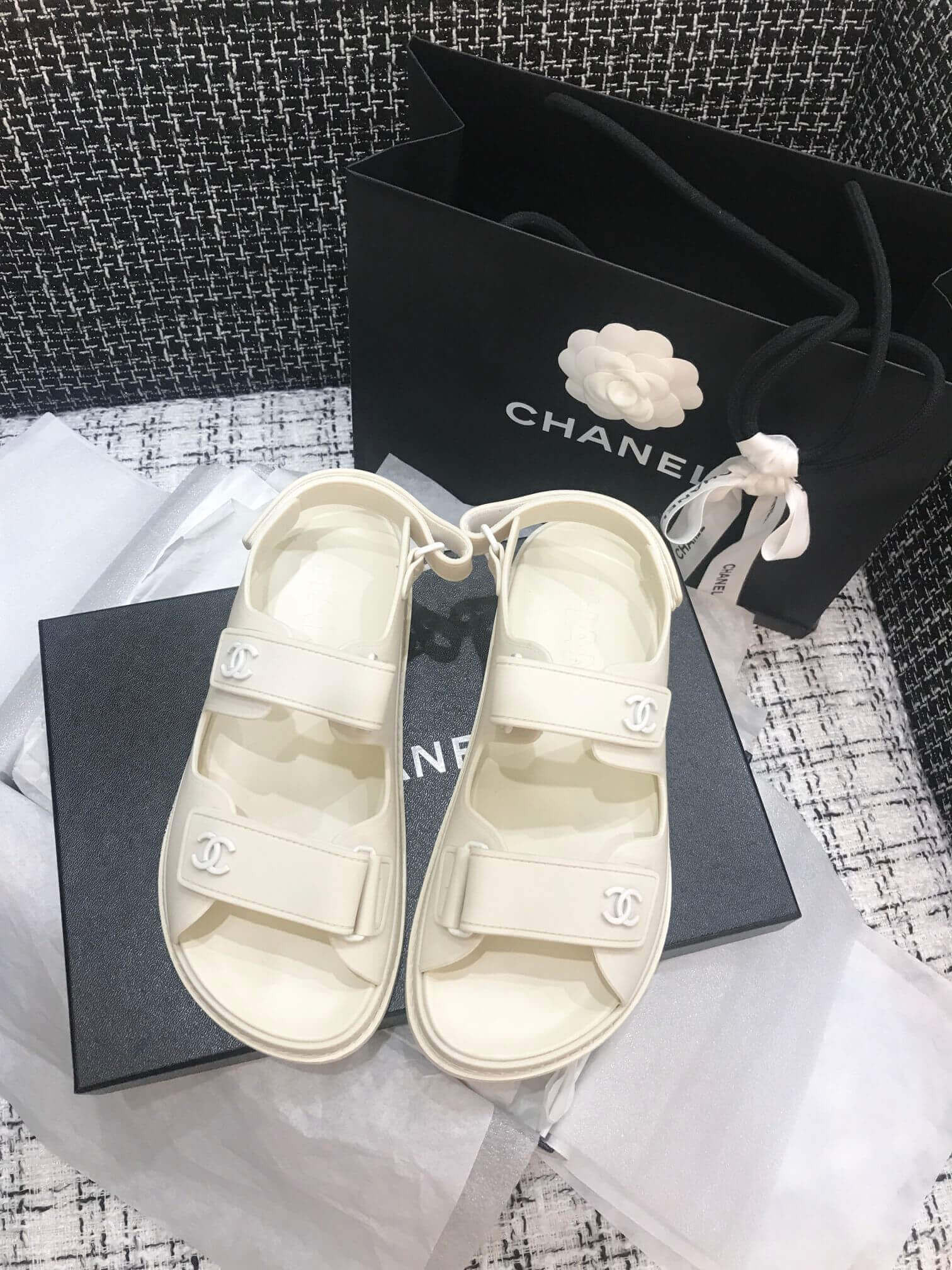 Chanel Velcro Sandals G31848 White