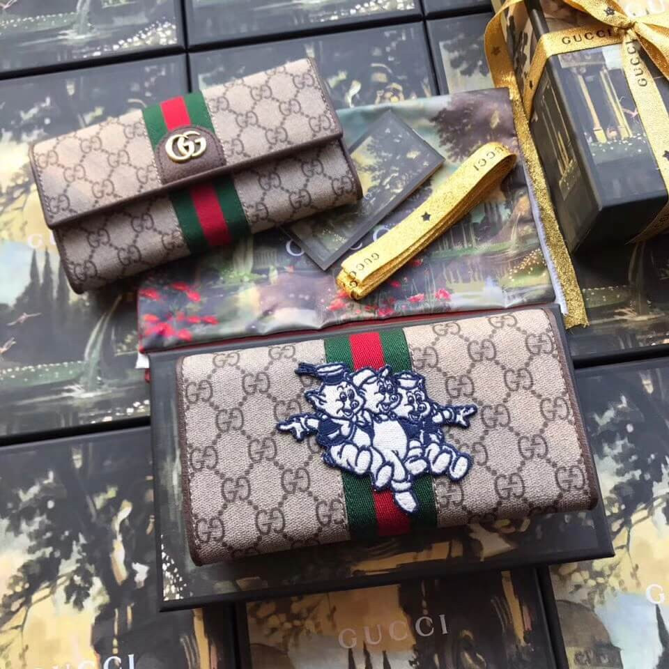 Gucci GG Continental Wallet with Three Little Pigs 557803