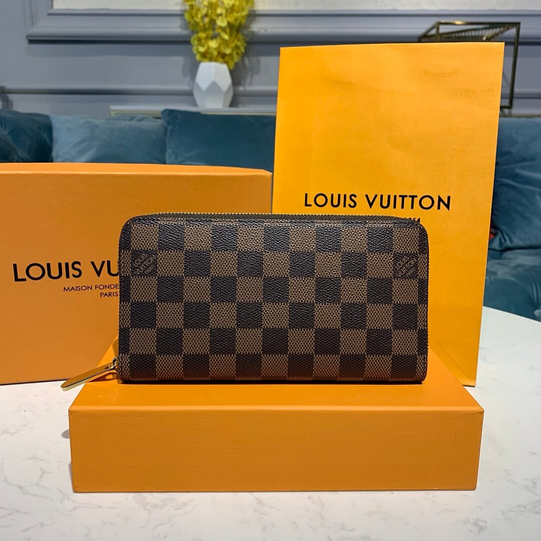 Louis Vuitton Damier Ebene Canvas Zippy Wallet N41661