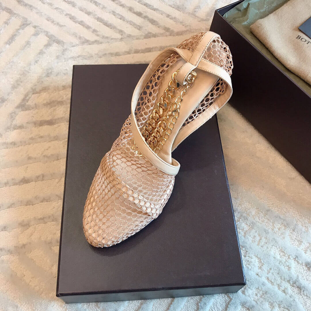 Bottega Veneta Chain-Trimmed 100mm Mesh Sandals 618755