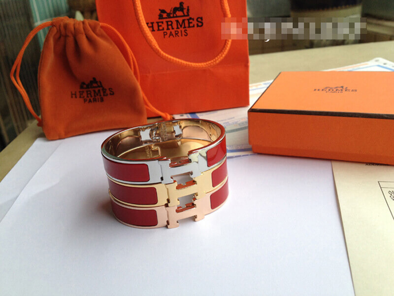 Hermes Narrow Clic H Bracelet In Red