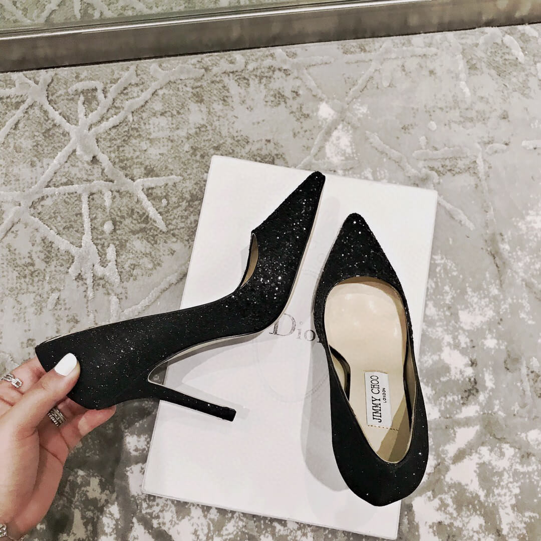 Jimmy Choo 95mm Rainbow Glitter Fabric Pump