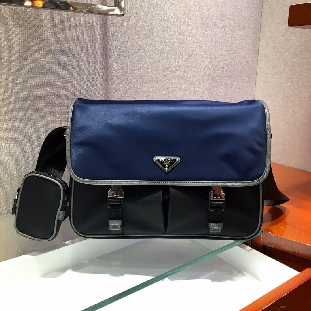 Prada Nylon Cross-Body Bag 2VD768 Blue/Black
