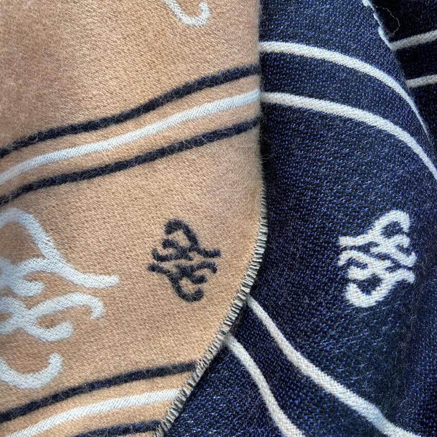 Fendi Wool Scarf In Beige/Blue FXT085