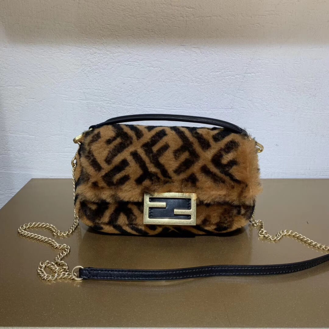 Fendi Sheepskin Mini Baguette Bag 8BS017