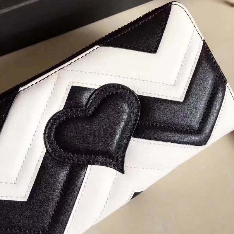 Gucci GG Marmont Zip Around Wallet 443123 Black / White