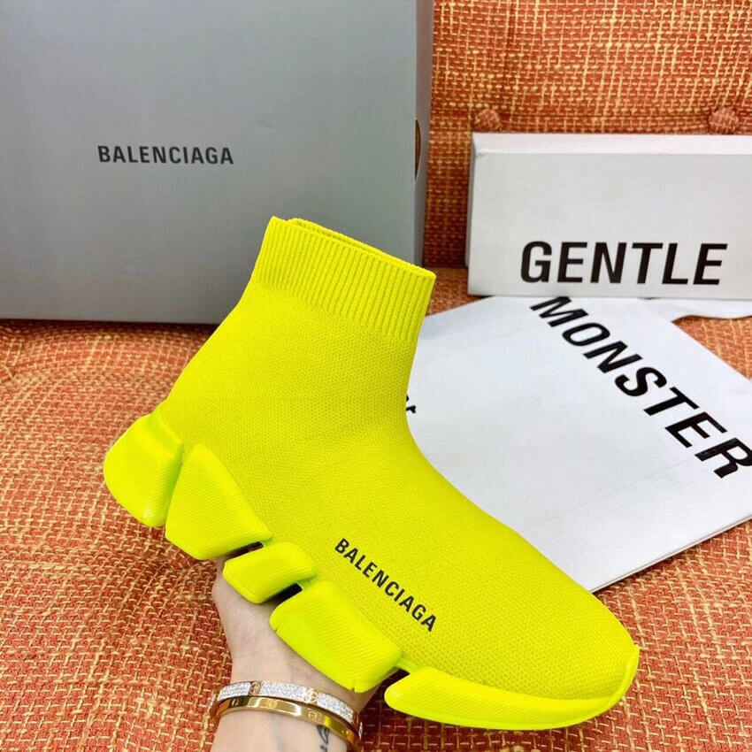Balenciaga Speed 2.0 Knit Sock Sneakers 617239 Neon Yellow