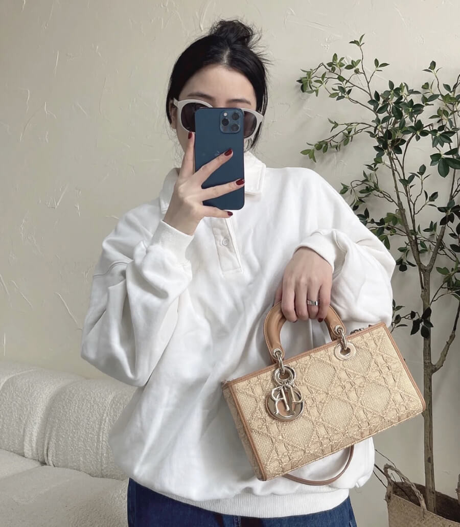 Christian Dior Lady D-Joy Bag Natural Cannage Raffia M05400