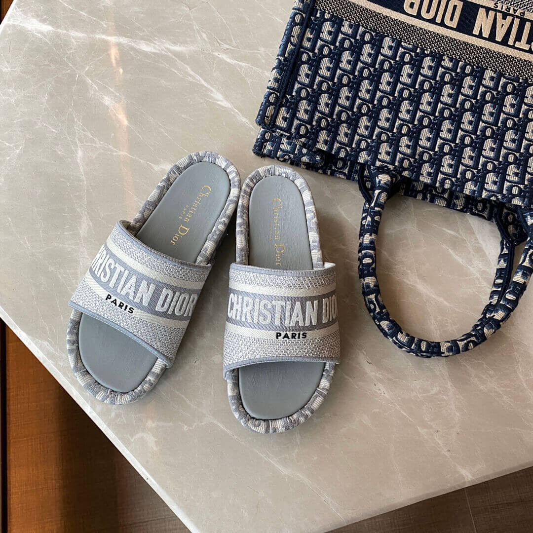 Christian Dior Oblique Embroidered Cotton Dway Wedge Mule KCQ268