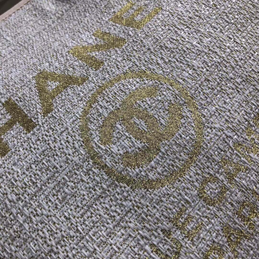 Chanel Deauville Tote 38cm Canvas Bag A66941 Beige/White