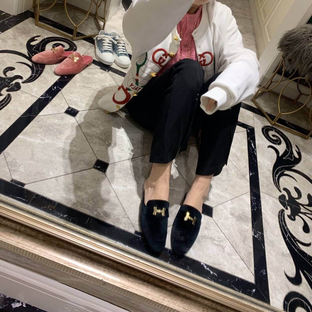 Hermes Oz Mule In Suede Goatskin H19217