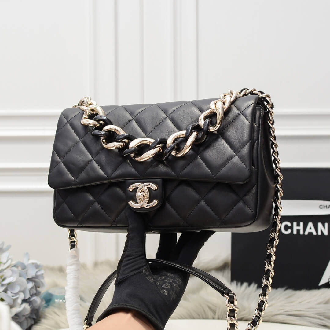 Chanel Flap Bag With Large Bi-Color Chain AS1354