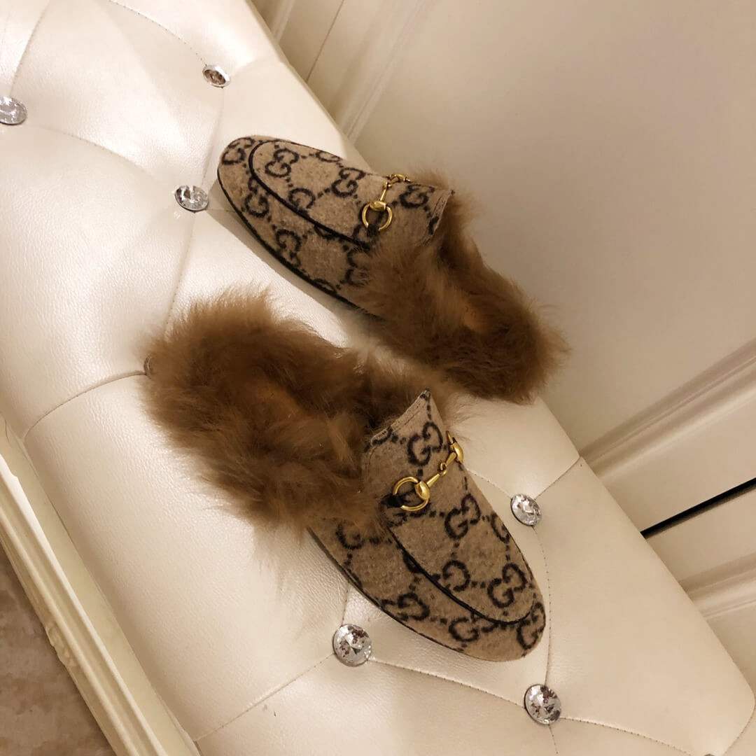 Gucci Princetown GG Velvet Slipper 448657 Beige/Black