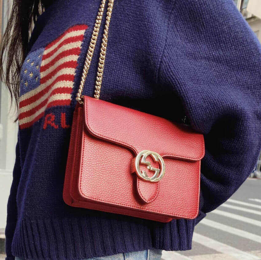 Gucci Interlocking Chain Leather Cross Body Bag 510304