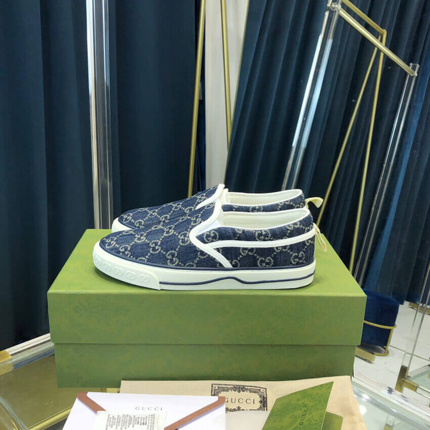 Gucci Tennis 1977 Blue Denim Slip-On Sneaker 643489