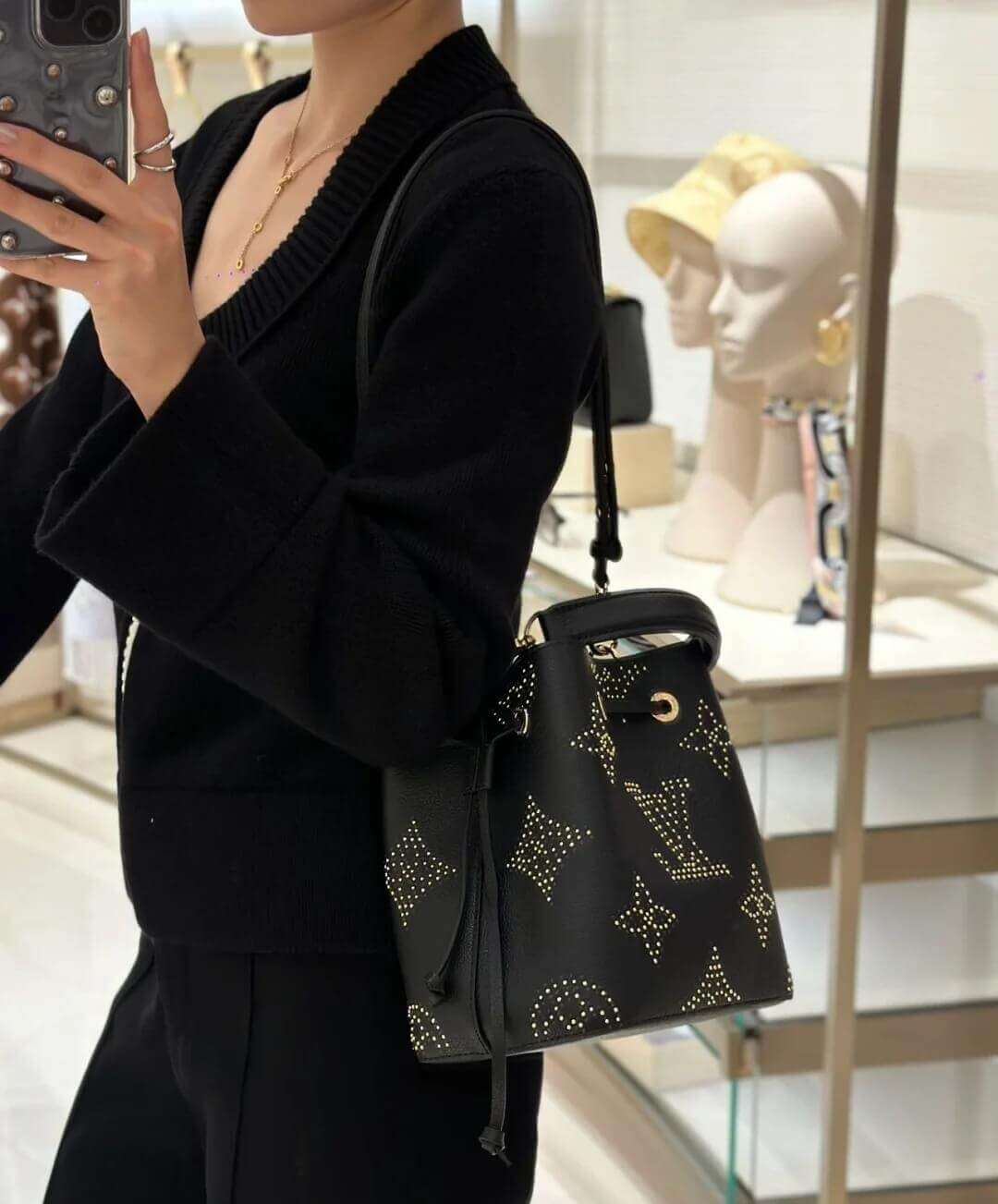 Louis Vuitton Neonoe BB M46734 Black Monogram Empreinte With Studs