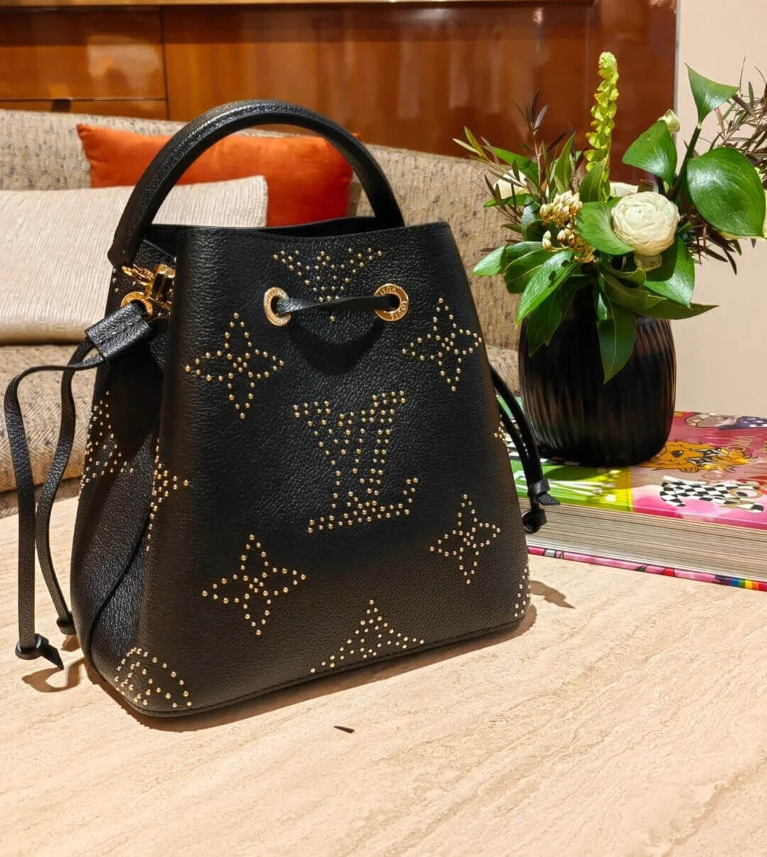 Louis Vuitton Neonoe BB M46734 Black Monogram Empreinte With Studs